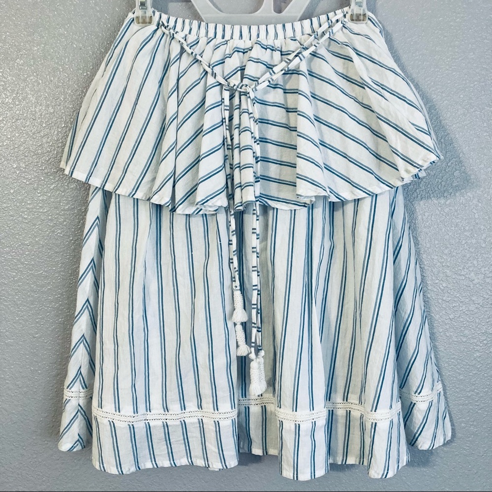 Faithfull The Brand Striped Ruffle Tier Mini Dress